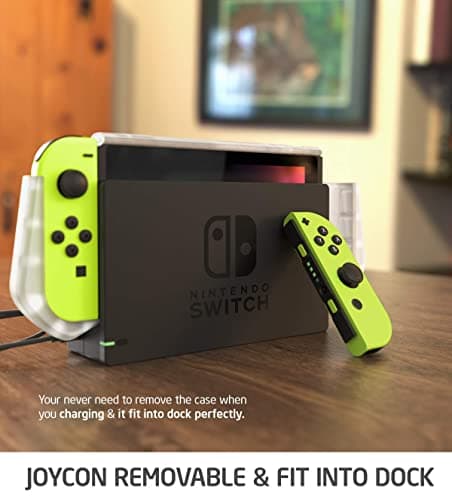 Mumba Dockable Case Compatible for Nintendo Switch, [Blade Series] TPU Grip Protective Cover Case with Ergonomic Design and Comfort Grip (Clear)