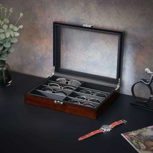 BEWISHOME Sunglass Organizer, Eyeglass Case for Men