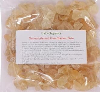 BSD Organics Natural Almondgum/Badam Pisin/Badam/Gondh Katira for Ice Cream, Milk Shakes, Jigarthanda, Body Coolant, Natural Jelly,Tasty and Delicious Drink, and More-250