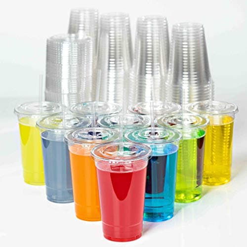16oz Clear Plastic Cups with Lids