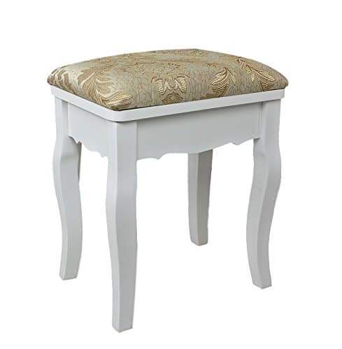 elbmoebel Dressing table stool cushion padded chair available in silver cream white baroque antique perfect for dressing tables or piano (Gold, 40x28 cm)