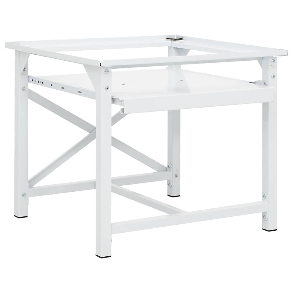 Washing Machine Base, White Sliding Shelf Washing Machine Base