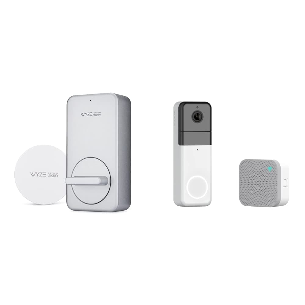 WYZE Lock WiFi & Bluetooth Enabled Smart Door Lock, Wireless & Keyless Entry & Wireless Video Doorbell Pro (Chime Included), 1440 HD Video, 1:1 Aspect Ratio: 1:1 Head-to-Toe View, 2-Way Audio