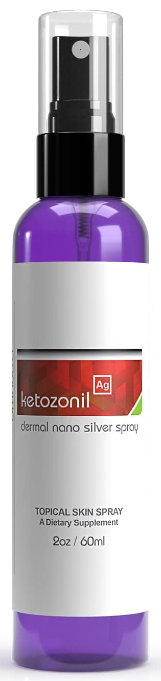 Ketozonil True Colloidal Silver Spray - 2OZ Extra Strength 500ppm Nano Silver Athletes Foot Cream Jock Itch Spray