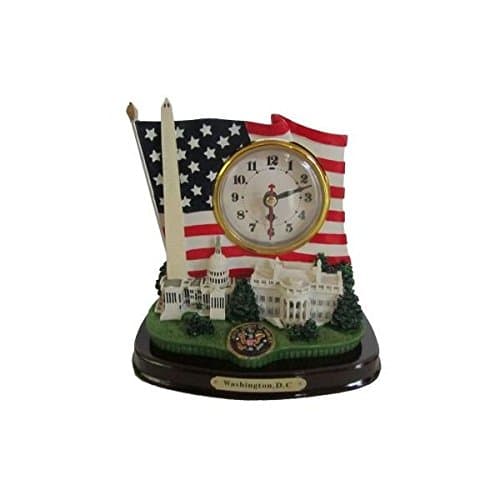 D.C. Monuments and US Flag Desk Clock