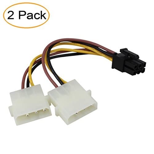 2 Pack PCI Express 6 Pin to 2 x Molex Power Cable (6Pin to Dual 4Pin Cable-2pcs)
