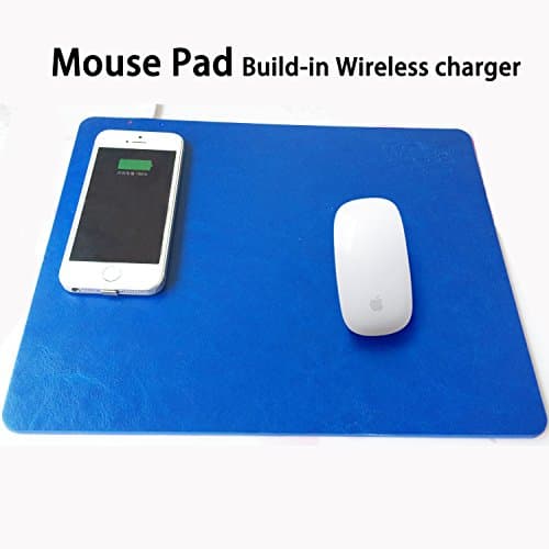 WrDeet Hard Gaming Mouse Pad Build-in Wireless Charger for Android Samsung S6 S7 Note 5 Blue