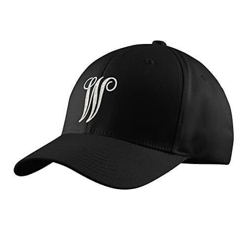 White Glitter Letter "W" Monogram Black Hat - Curly Apparel