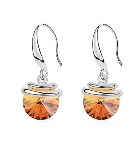 Modern Dangle Earrings Silver Hook - Crystal Topaz