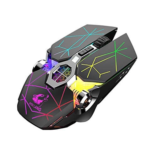 Verilux® Wireless Mouse Gaming Mouse, Rechargeable USB Mouse with 6 Buttons 6 Changeable LED Color Ergonomic Programmable MMO RPG for PC Computer Laptop Gaming Players