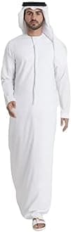 WHITE RAYS Mens Kandoora, Kanthoora, Thobe, Dishdasha, Kandora Arabic Muslim Wear with Long Sleeve Round Neck