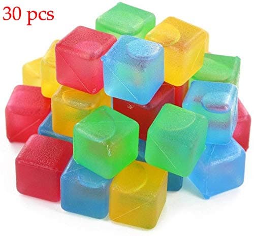 Reusable Ice Cubes, Plastic Squares for Drinks Like Whiskey, Wine or Beer, To Keep Your Drink Cold Longer. Filled With Pure Water. Comes In Assorted Colors SET 30 PCS