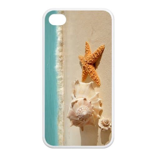 AZA RUBBER SILICONE Case for iPhone 4,iPhone 4S, Starfish At The Beach Protec...