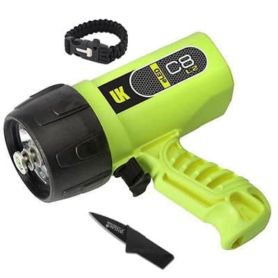 NEW Combo Pack Bright UK Sunlight C8 eLED L2 Dive Tactical Ultimate Flashlight For Zombie Apocalypse Camping Power Outage Survival Kit W/ Free Paracord Bracelet & Credit Card Knife Survival Life