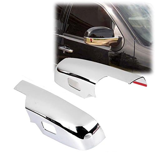 Triple Chrome Side Door Lower Half Mirror Cover Trims with Puddle Light Hole Fit for Chevy Silverado GMC Sierra 2007-2013