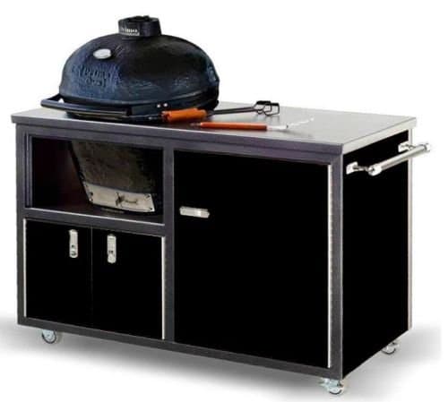 Challenger Designs 54" Large Ceramic Grill Cart - Silver Veining Frame/Black Panels