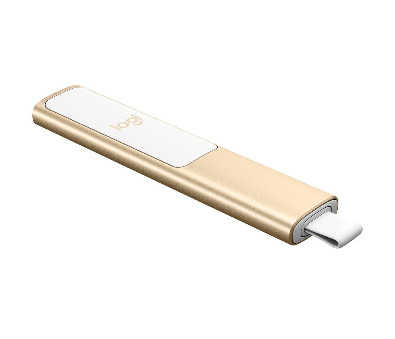 Spotlight Presentation Remote - Universal Wireless Presentation Clicker with Laser Pointer, Advanced Digital Highlighting, Bluetooth, 30 m Range and Quick Charging - Gold