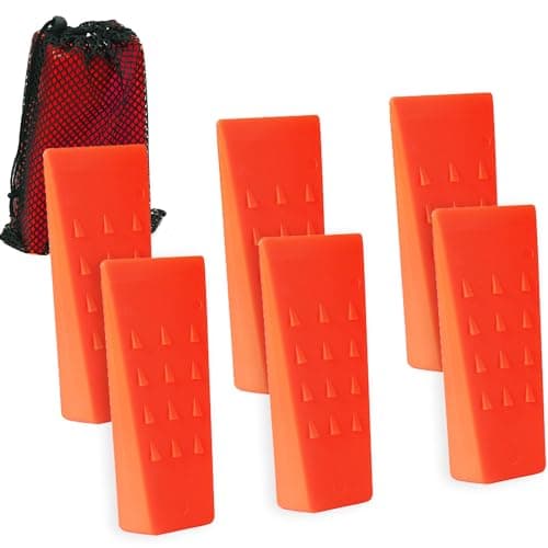AR-PRO 6 Pack Tree Felling Wedges with Spikes for Safe Tree Cutting ââ‚¬â€œ 5.5ââ‚¬Â Wedges with Storage Bag; 6 Felling Dogs to Guide Trees Stabilize and Safely to Ground for Loggers and Fallers