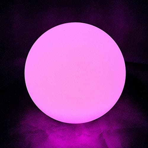 IVER Multi-Function Color Changing LED Ball Orb in White, Sturdy Waterproof Rechargeable, Wireless w/ Remote Control Beautiful Light Effect, Subtle Ambient Lighting Relaxing Mood Lamp(13.8 inch BALL)