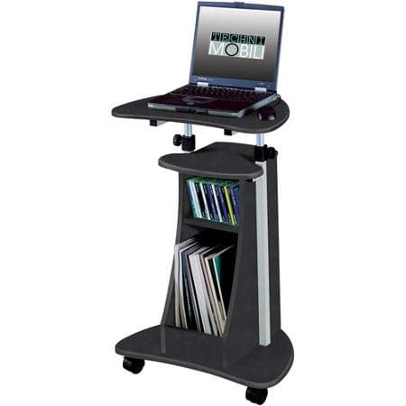 Rolling Laptop Cart with Storage, Graphite and Black