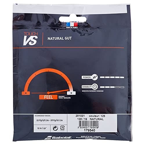 Babolat VS Touch (16-1.30mm) Natural Gut String (Black, 16)