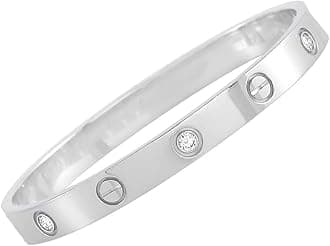 Shining Diva Fashion 18K Gold Plated Stainless Steel Openable Crystal Bracelet | Cuff Bangle | Friendship Couple Wedding Gifts for Mother Sister Wife Girlfriend | Anti Tarnish Jewellery