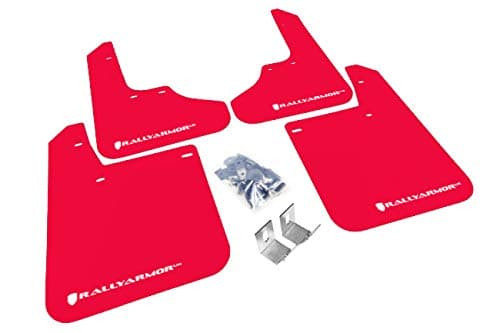 Rally Armor MF2-UR-RD/WH Red, White Mud Flap with Logo (1993-2001 Subaru Impreza UR), 1 Pack