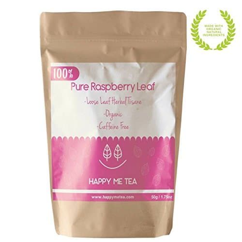 HAPPY ME TEA Raspberry Leaf Tea - 100% Pure Organic Raspberry Tea - Caffeine Free Tea For Pregnancy (50g)