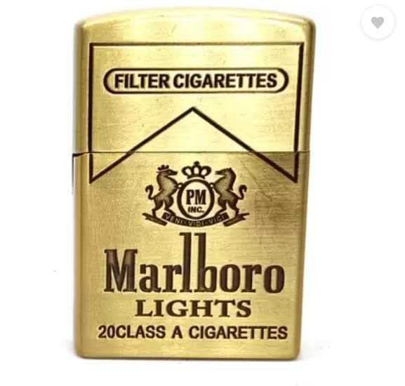 WBD Premium Essential Refillable Pocket Lighter - Marlboro Lights Gold Shape - Slim Design Windproof Designer Lighter