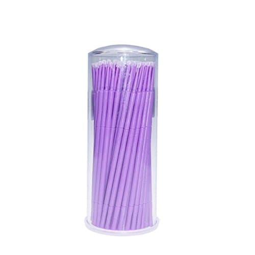 Healifty 100Pcs Disposable Micro Applicator Bendable Brush For Eyelash Extension (Purple)