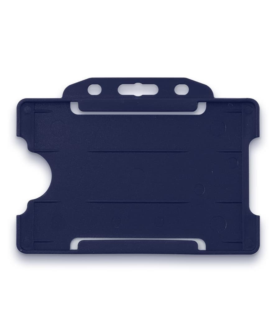 – CKB LTD 10x Navy Blue Single Sided Rigid Slide in Open Faced ID Card Badge Holders Horizontal/Landscape Identity Plastic Pass Protector - Holds a 86mm 54mm cr80 Credit Card Sized