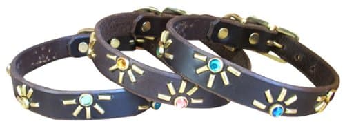 Paco Collars - "Tween Agnes - Handmade Leather Medium-Small Dog Collar- 3/4" Wide - Silver - Black 12"-14"