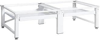 vidaXL Washing and Drying Machine Pedestal with Pull-out Shelves Washer and Dryer Stand Base Frame Washing Machine Raiser Accessories Steel White