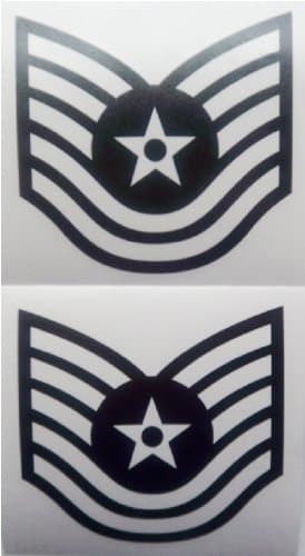 Pair Military AIR FORCE SERGEANT 1st CLASS STRIPES Patch Window Glass Vinyl Decal Sticker