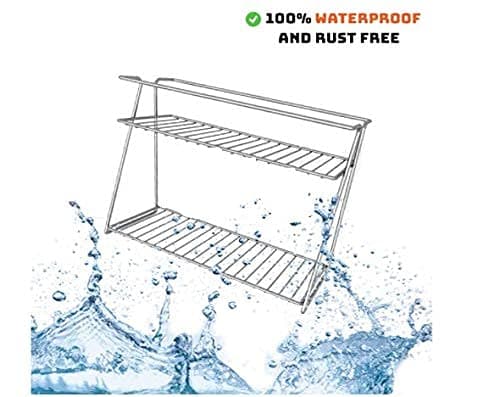 Stainless-Steel Kitchen Rack, Kitchen Organizer,Counter top Kitchen 2-Layer Corner Storage Rack for Kitchen Rack, 2 Tier Rack (Silver, 1 Pc)(33 * 15 * 26) cm, Tiered Shelf