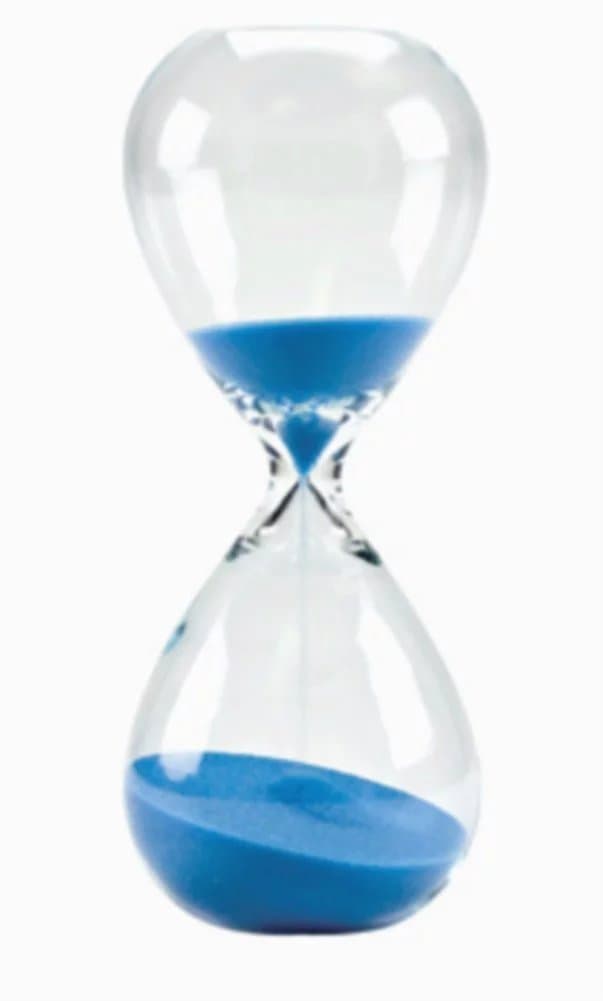Bettea Large Hand-Blown Hourglass Measures One Hour, Blue