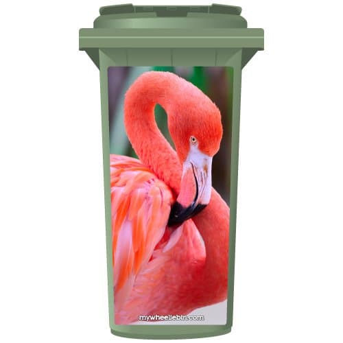 Pink Flamingo Wheelie Bin Sticker Panel Large
