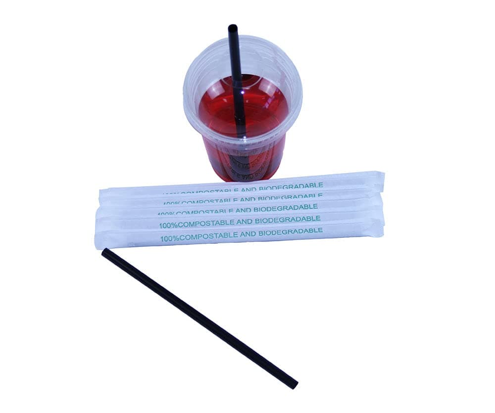 straws | biodegradable| eco-friendly | compostable | PLA straw| disposable | 8 * 200mm | Pack of 100Pcs | non-toxic | non-chemical | ‘’100% COMPOSTABLE & BIODEGRADABLE | plastic-free