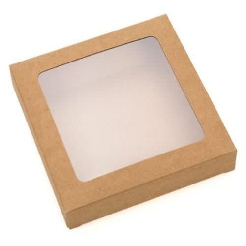 Square Kraft Tray Bake Cake Box with Window (20) (1)