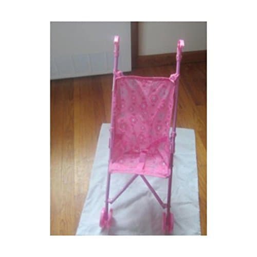 Pink Doll Stroller with Unbrella Handle with Printed Fabric Design on Fabric May Vary Metal Tube & Plastic Wheel 02249
