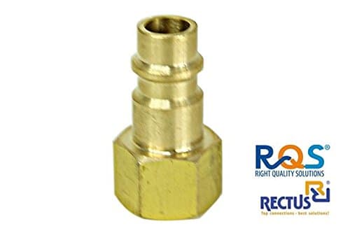 Recktus Series 26 RQS Compressed Air Connector for Quick Coupling Brass with 1/4-Inch or 3/8-Inch Internal Thread, Euro Standard Profile, Thread with Special Foam Coating, Made in Germany – Pack of 1