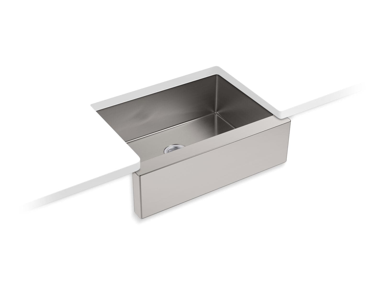 K-5417-NA Strive Self-T Farmhouse Undermount Medium Single-Bowl Kitchen Sink with Tall Apron, 29 1/2 x 21 1/4", Stainless Steel