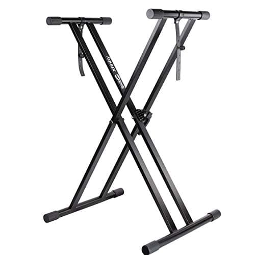 RockJam Xfinity Heavy-Duty, Double-X, Pre-Assembled, Infinitely Adjustable Piano Keyboard Stand with Locking Straps (Renewed)