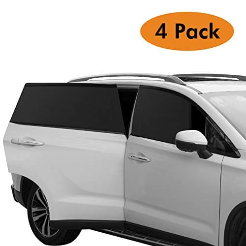 BOYISEN Car Side Window Sun Shade Front and Back, Breathable Mesh Sun Shield with UV Rays Protection Mosquito Prevention Fit for Small Cars(4 Pack)