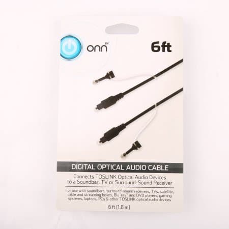 ONN Digital Optical Audio Cable, 6 Feet, Black