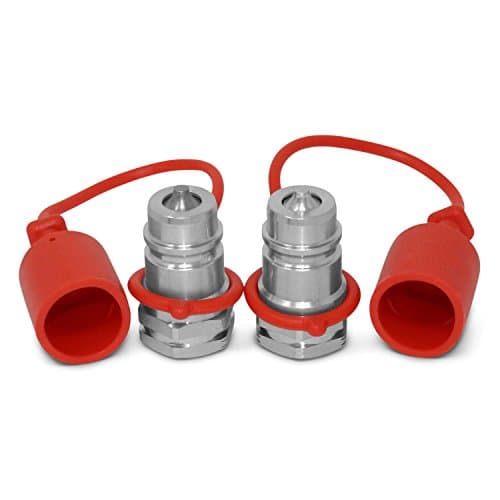 2 Pack - 1/2" Ag ISO 5675 Hydraulic Quick Connect Male Coupler, Poppet Valve, 1/2" NPT
