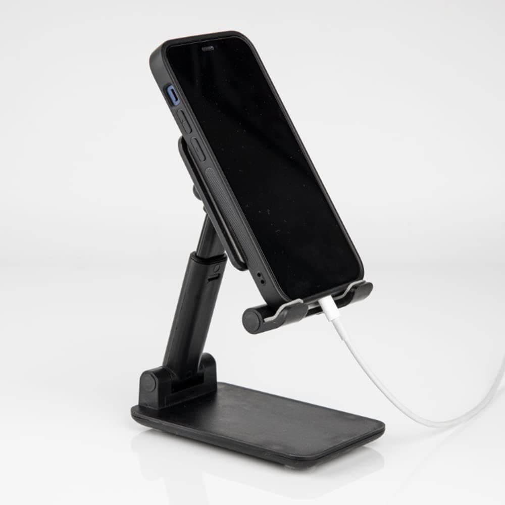 Buyer Plastic Smart Foldable Mobile Stand for Table and Bed, Height Adjustable Universal Phone Holder for All Smartphones & Tablet - Black (AMS)