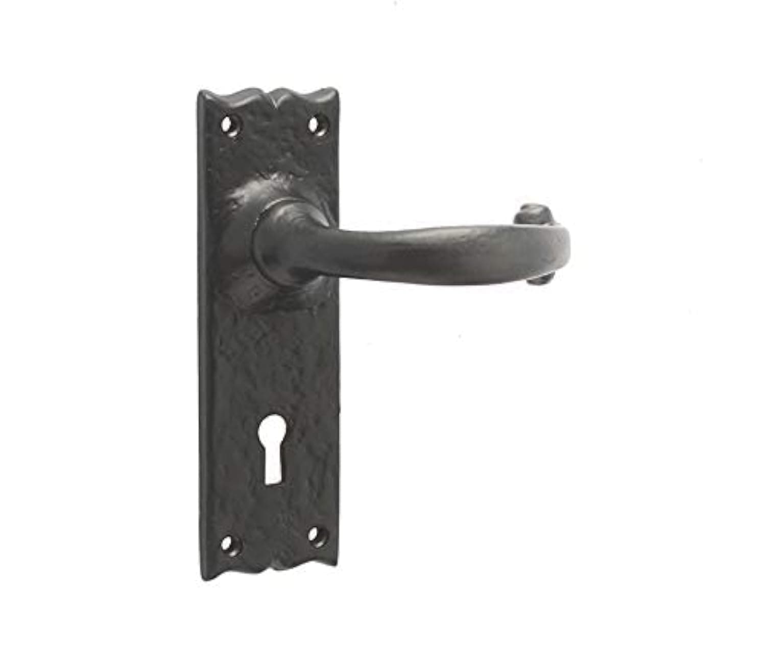 Black Antique Door Handles Lever Lock Plain