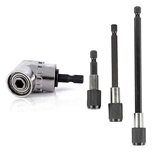 Highmoor 1/4" Hex Shank 105 Degree Right Angle Driver Angle Extension Power Screwdriver Drill Attachment Socket Adapter Bit, Magnetic Screwdriver Nut Drill Bit Holder Extension Kit Set