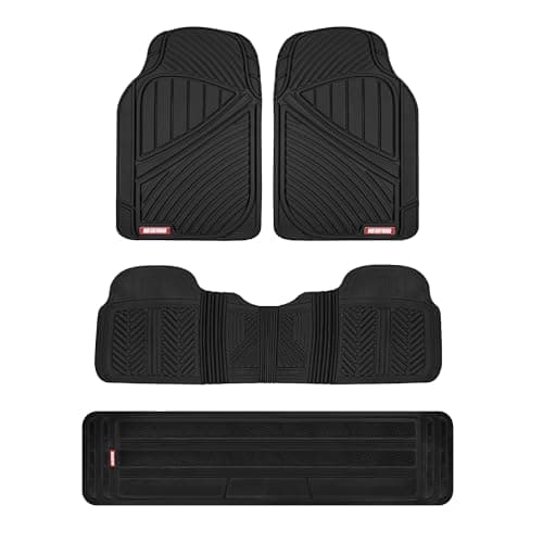 Motor Trend MT-773-801-BK Black 3 Rows FlexTough Series Rubber Floor Mats & Liners for Car SUV Van-Heavy Duty Full Interior